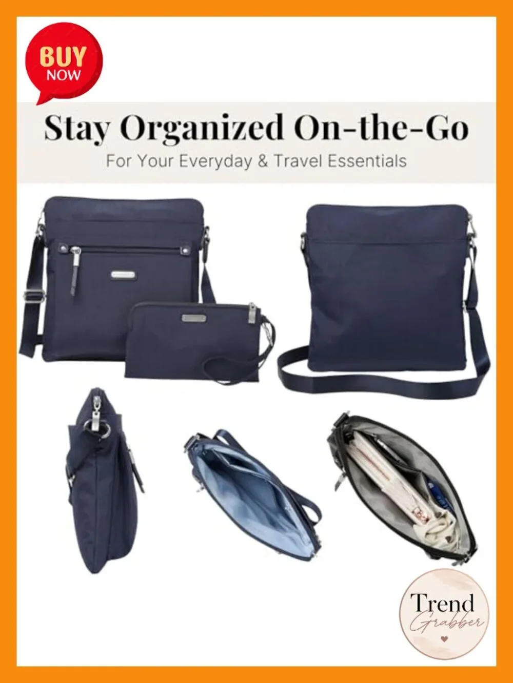 Removable RFID Wristlet Crossbody Bag with Water-Resistant Nylon